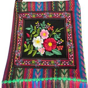 Boho Embroidered Crossbody Bag Ethnic Style 11x11 Inches for Women